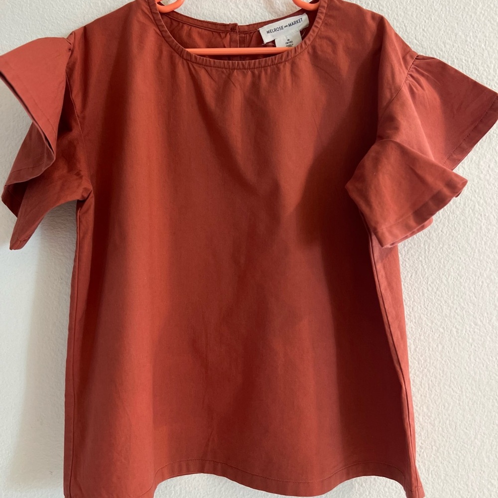 Melrose and Market Terracotta Flutter sleeve top